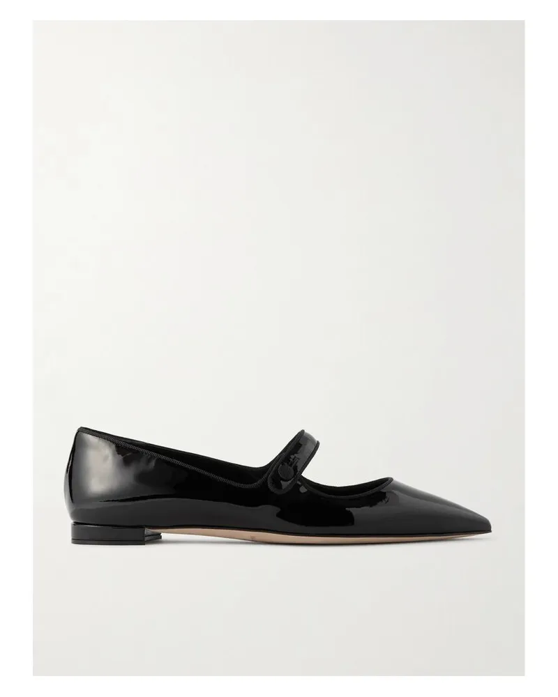 Manolo Blahnik Campari Ballerinas Aus Lackleder Mit Ripsbandbesätzen - Schwarz Schwarz