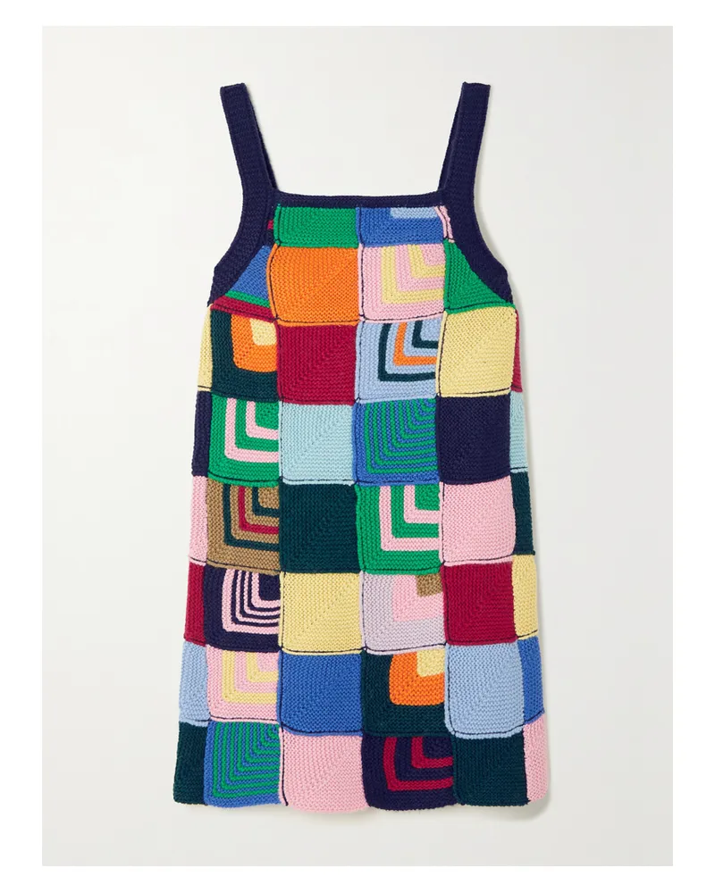 RE/DONE Minikleid Aus Häkelstrick In Patchwork-optik - Mehrfarbig Mehrfarbig