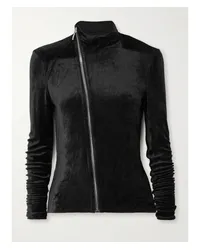 Rick Owens Gary Bikerjacke aus Stretch-samt Schwarz