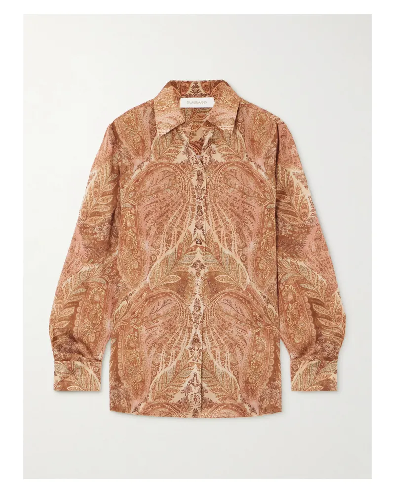 Zimmermann Hemd Aus Seidensatin Mit Paisley-muster - Creme Creme