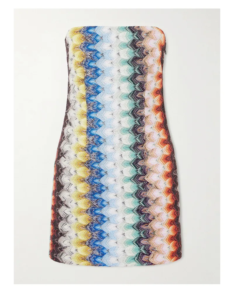 Missoni Sleveless Striped Metallic Crochet-knit Mini Dress - Black Black