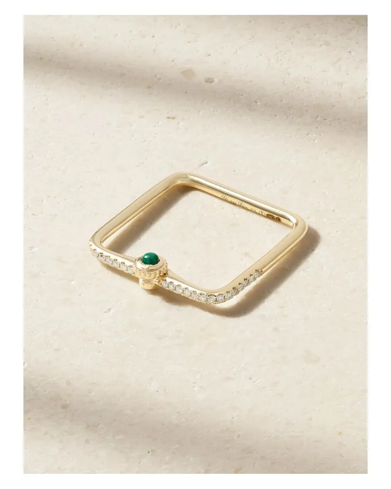 Yvonne Léon Mini Gousset Ring Aus 9 Karat Gold Mit Malachit Und Diamanten Gold