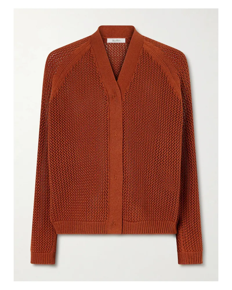 Max Mara Open-knit Silk-blend Cardigan - Red Red