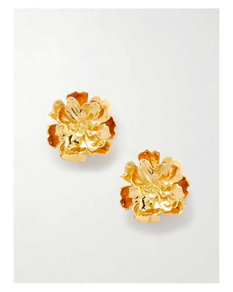 Oscar de la Renta Peony Kleine Goldfarbene Ohrclips Gold