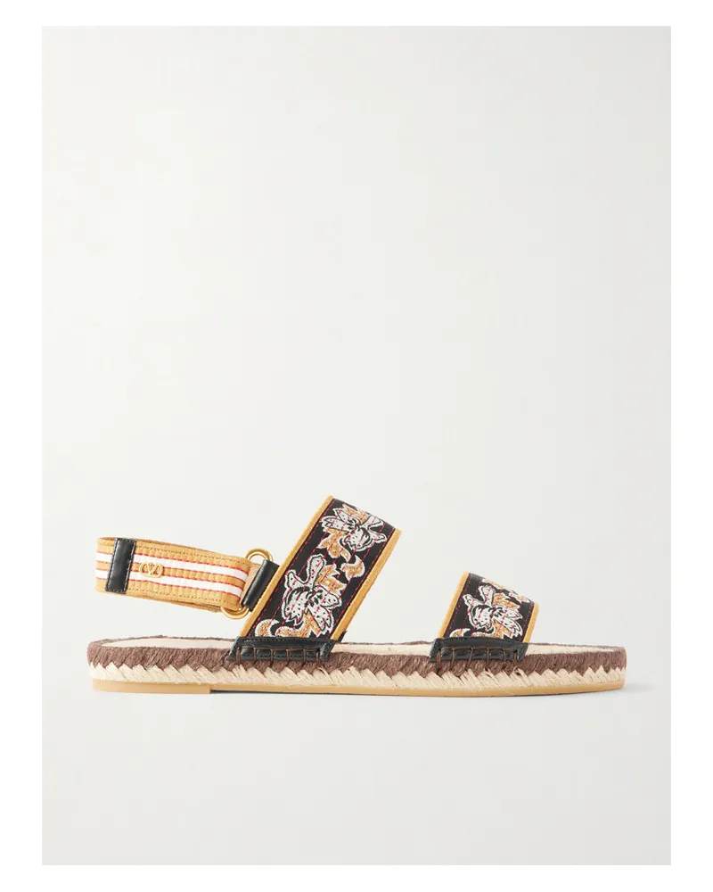 Valentino Garavani Leather-trimmed Embroidered Canvas Espadrille Sandals - Multi Multi
