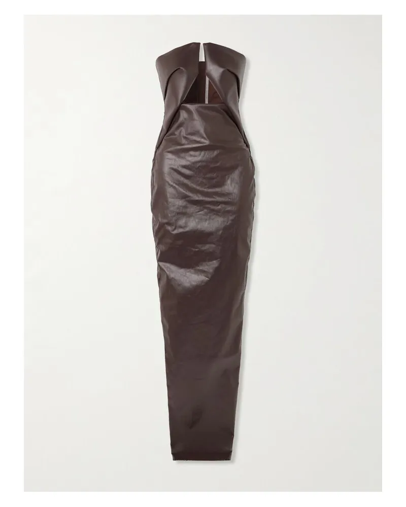 Rick Owens Trägerlose Robe Aus Beschichtetem Denim Mit Cut-out - Braun Braun