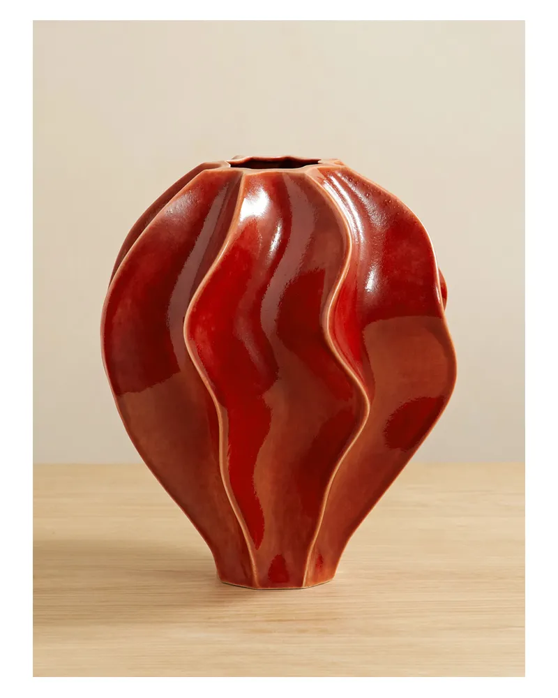 L’OBJET Douro Mittelgroße Vase Aus Porzellan - Burgunder Burgunder