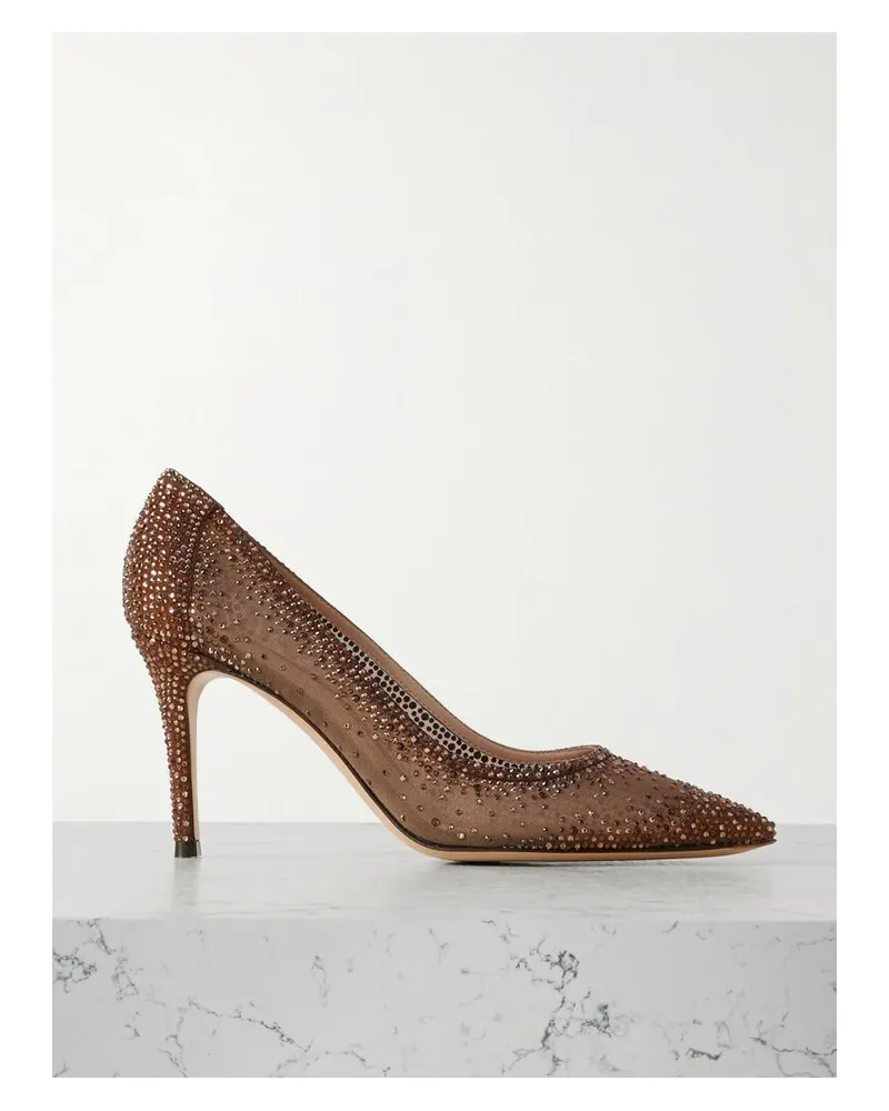Gianvito Rossi Rania 85 Pumps Aus Organza Mit Kristallen - Braun Braun