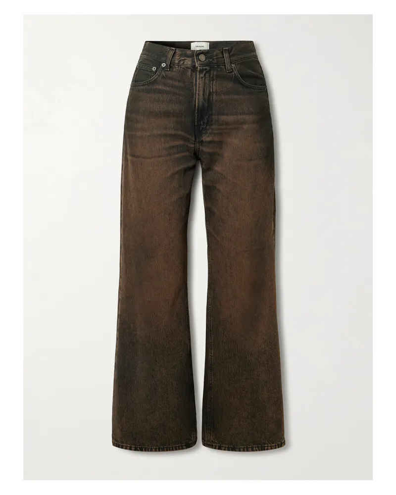 Haikure Korea Hoch Sitzende Jeans Mit Weitem Bein - Braun Braun