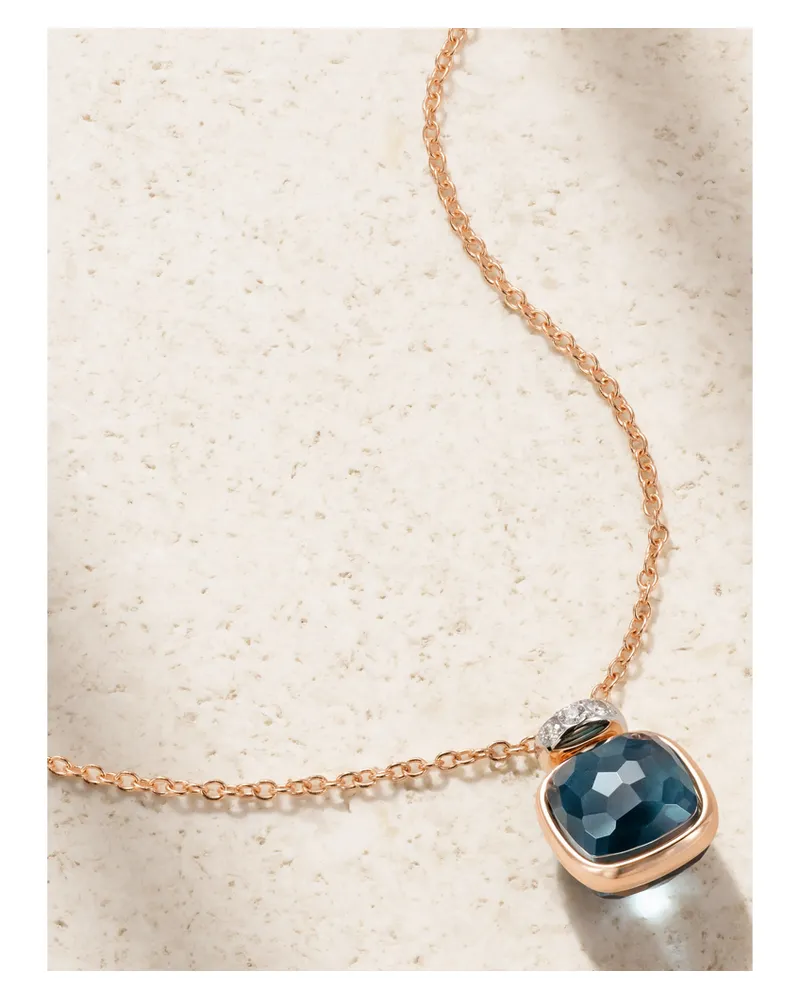 Pomellato Nudo Kette Aus 18 Karat Rosé- Und Weißgold Mit Topas Und Diamanten Gold