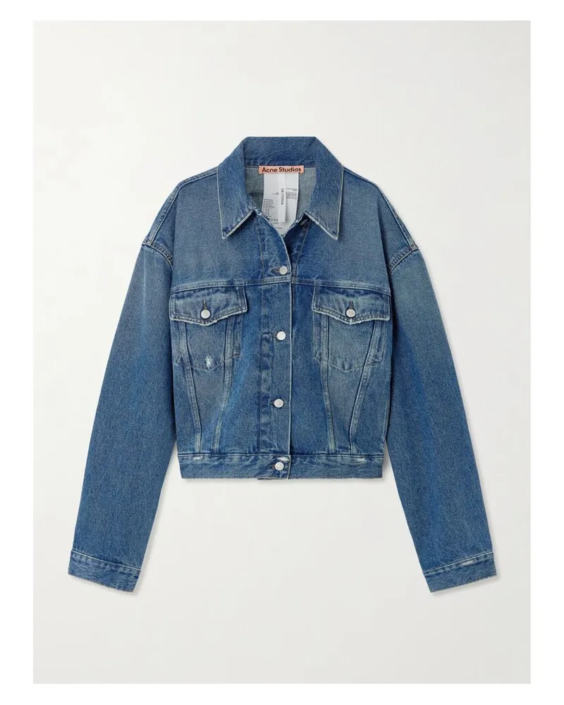 Acne Studios Jeansjacke In Distressed-optik - Blau Blau