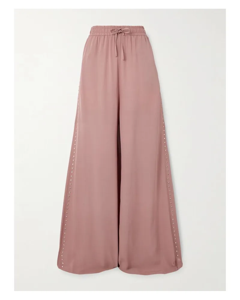 Stella McCartney Hose Mit Weitem Bein Aus Crêpe Mit Kristallen - Pink Pink