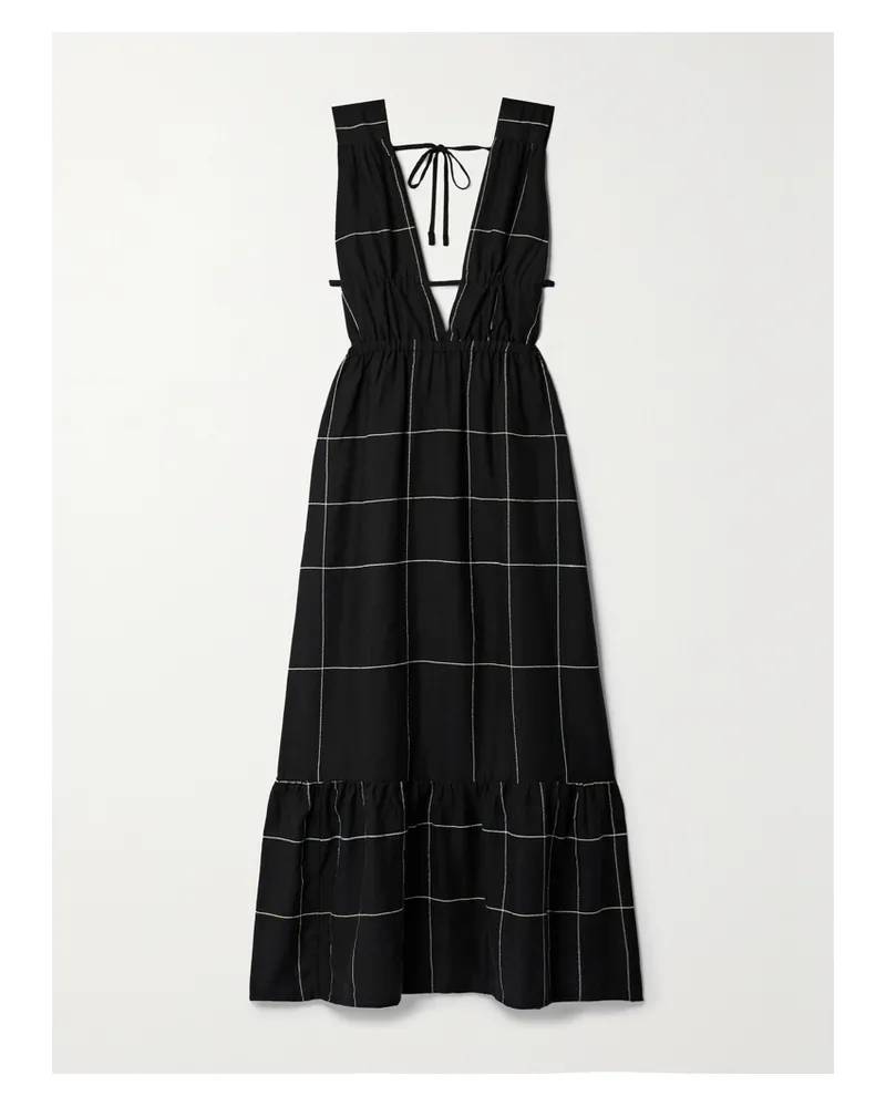 lemlem Net Sustain Lelisa Maxikleid Aus Einer Baumwollmischung Mit Karomuster - Schwarz Schwarz