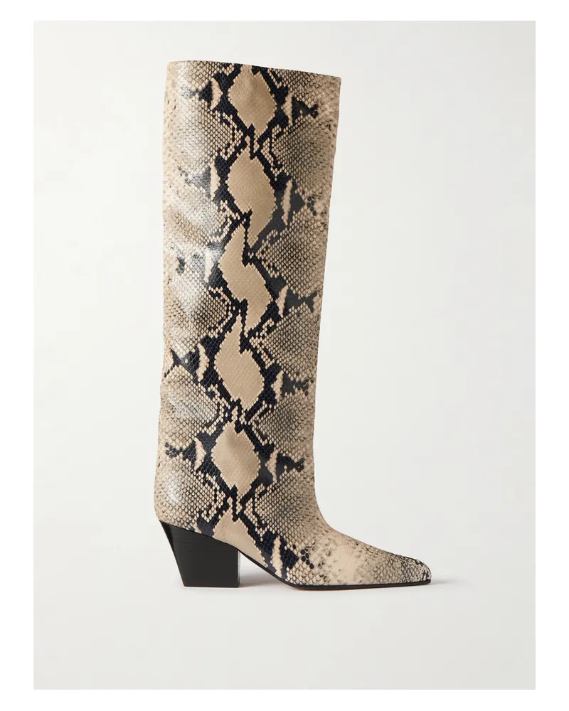 Paris Texas Jane Kniehohe Stiefel Aus Leder Mit Schlangeneffekt - Animal-Print Animal-print