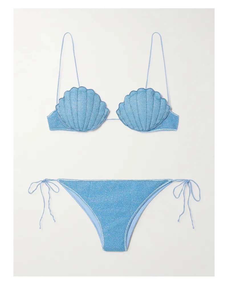 Oséree Lumière Shell Bikini Aus Lurex® - Blau Blau