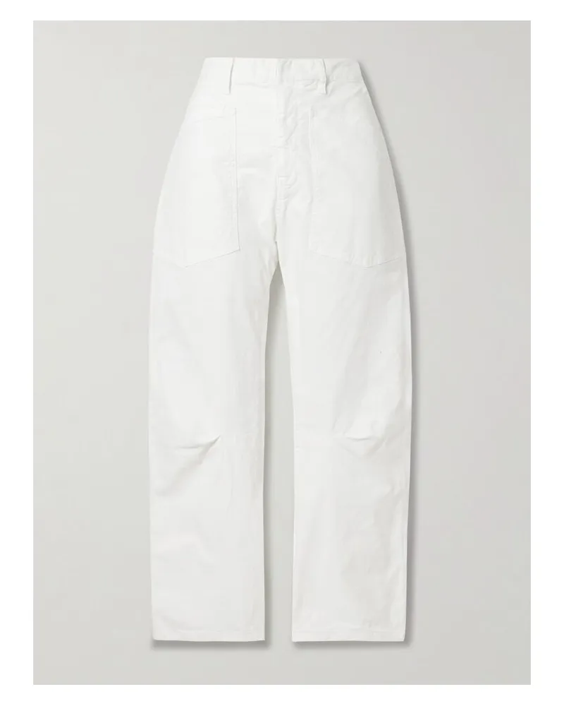 Nili Lotan Shon Barrel-hose Aus Twill Aus Einer Baumwollmischung - Weiß Weiß