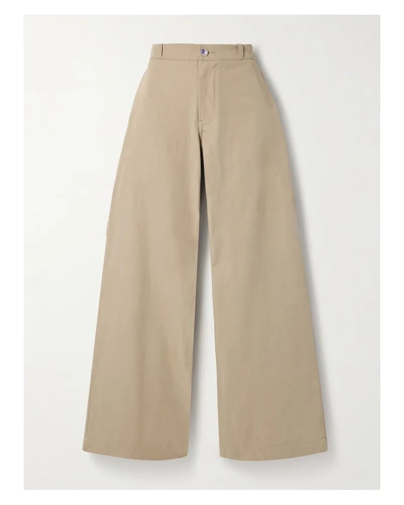 The Elder Statesman Silvano Hose Mit Weitem Bein Aus Baumwoll-twill - Neutral Neutral