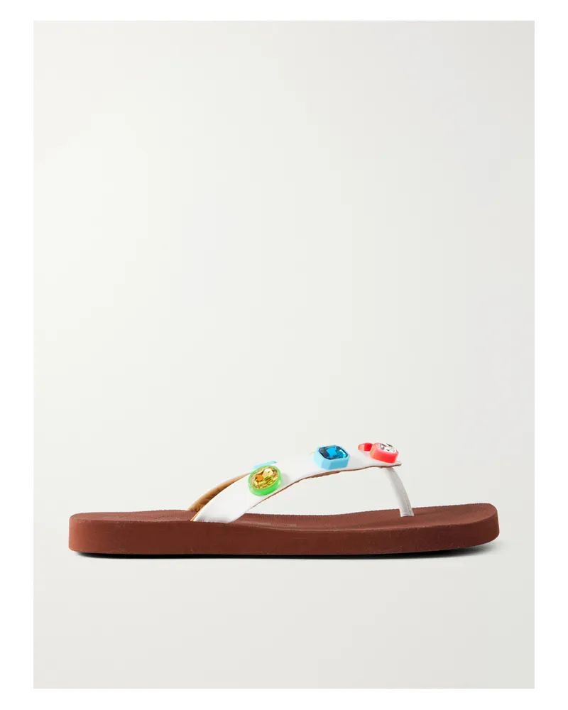 Marni Embellished Coated Flip Flops - Brown Brown