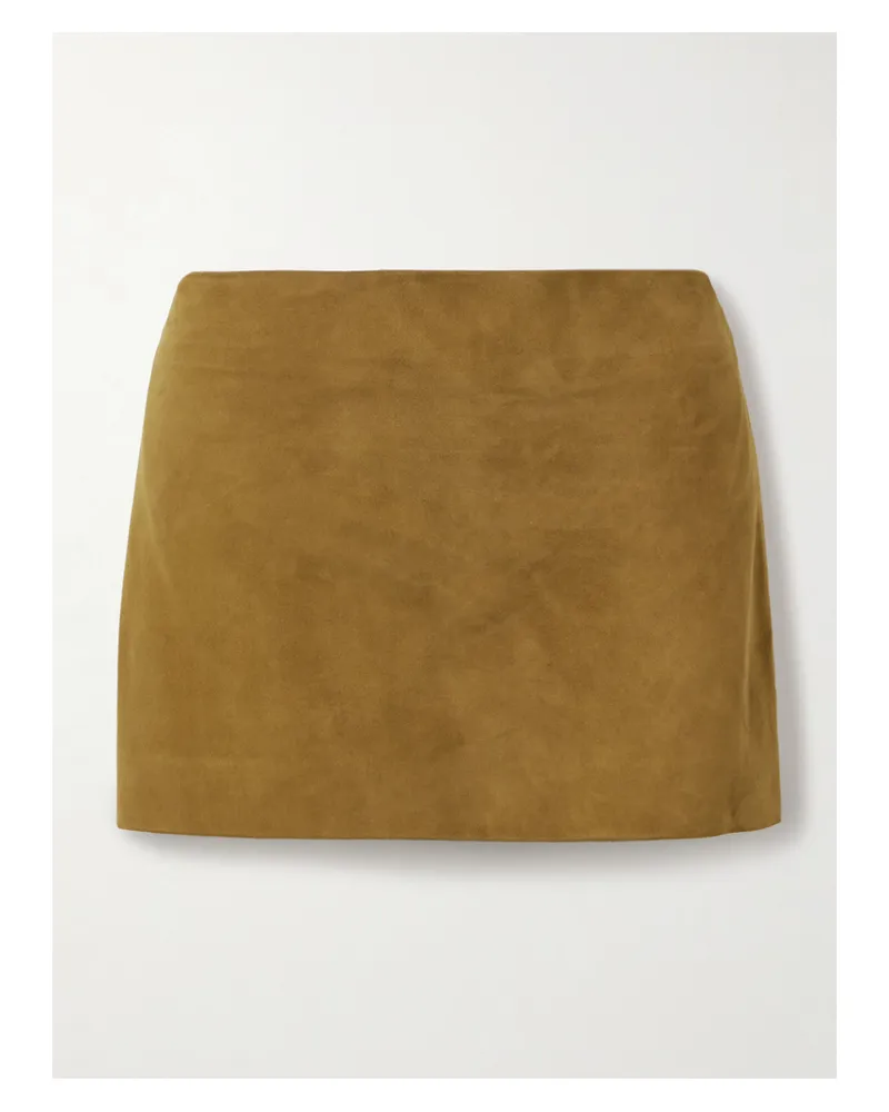 KHAITE Jett Suede Mini Skirt - Brown Brown