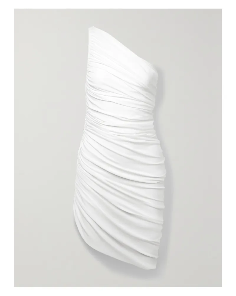 Norma Kamali Diana Asymmetrisches, Gerafftes Kleid Aus Stretch-jersey - Weiß Weiß