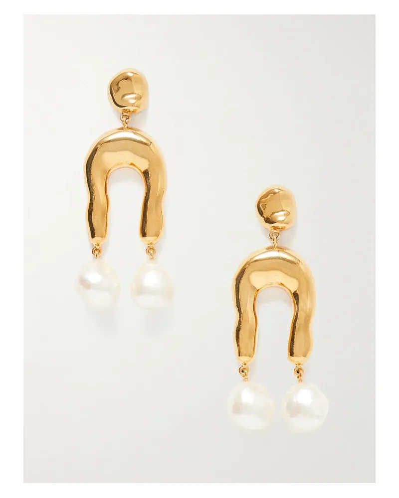 AGMES Small Imogene Ohrringe Aus Recyceltem Gold-vermeil Mit Perlen Gold