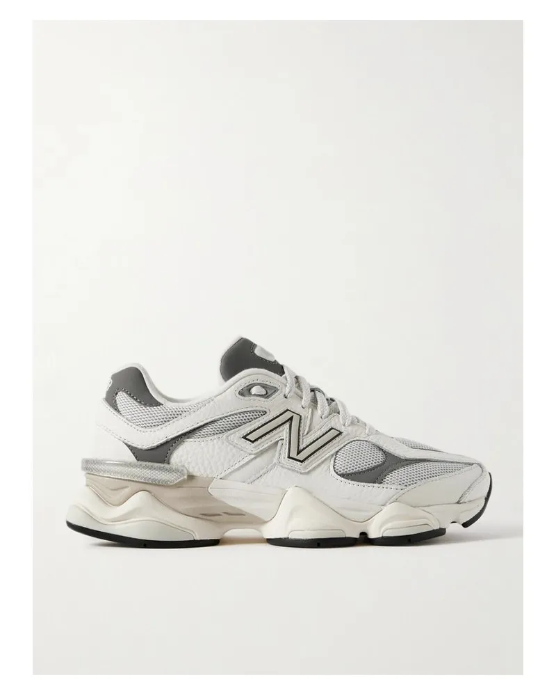 New Balance 9060 Sneakers Aus Strukturiertem Leder Und Mesh Mit Gummibesätzen - Weiß Weiß