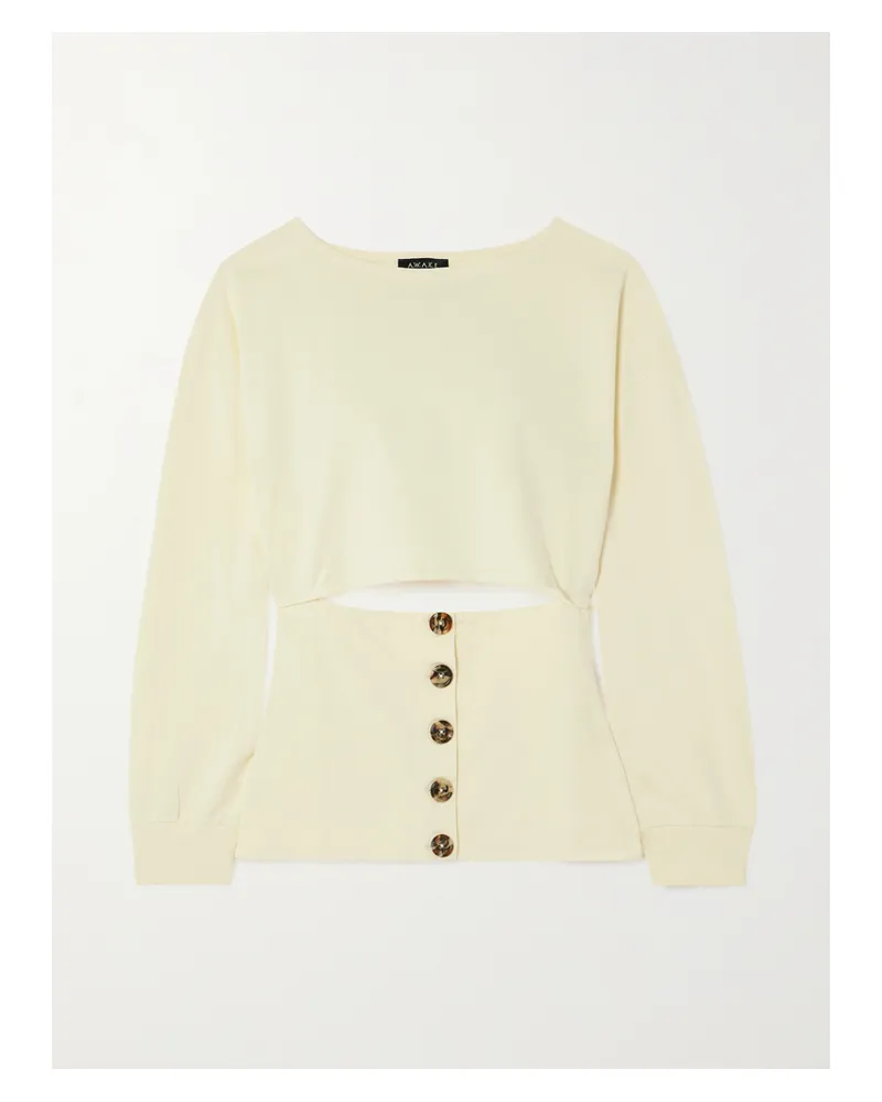 A.W.A.K.E. Pullover Aus Biobaumwoll-jersey Mit Cut-outs Und Knöpfen - Elfenbein Elfenbein