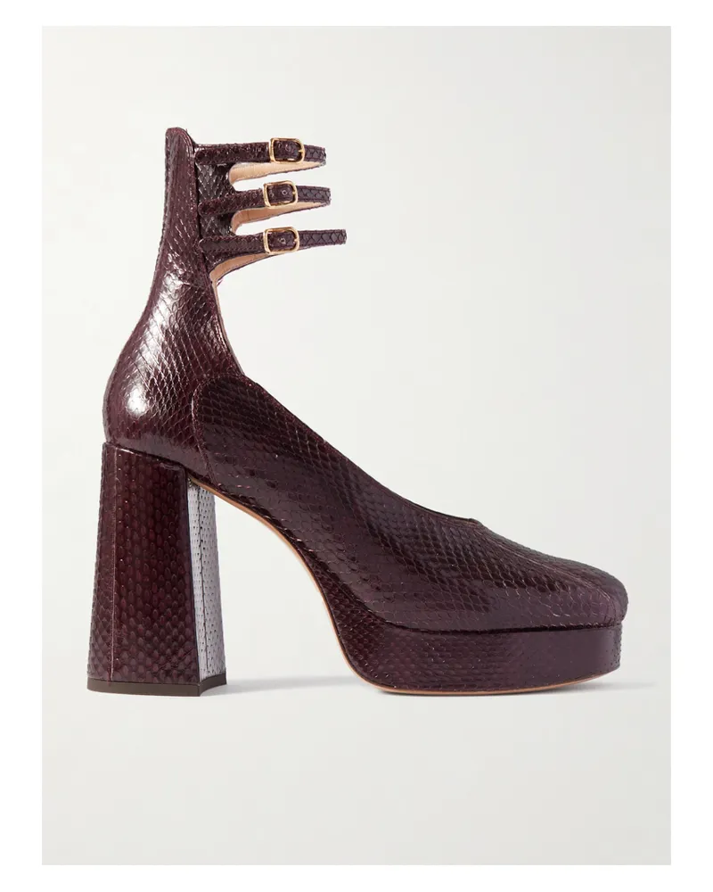 Chloé Loti Plateaupumps Aus Leder Mit Schlangeneffekt - Lila Lila