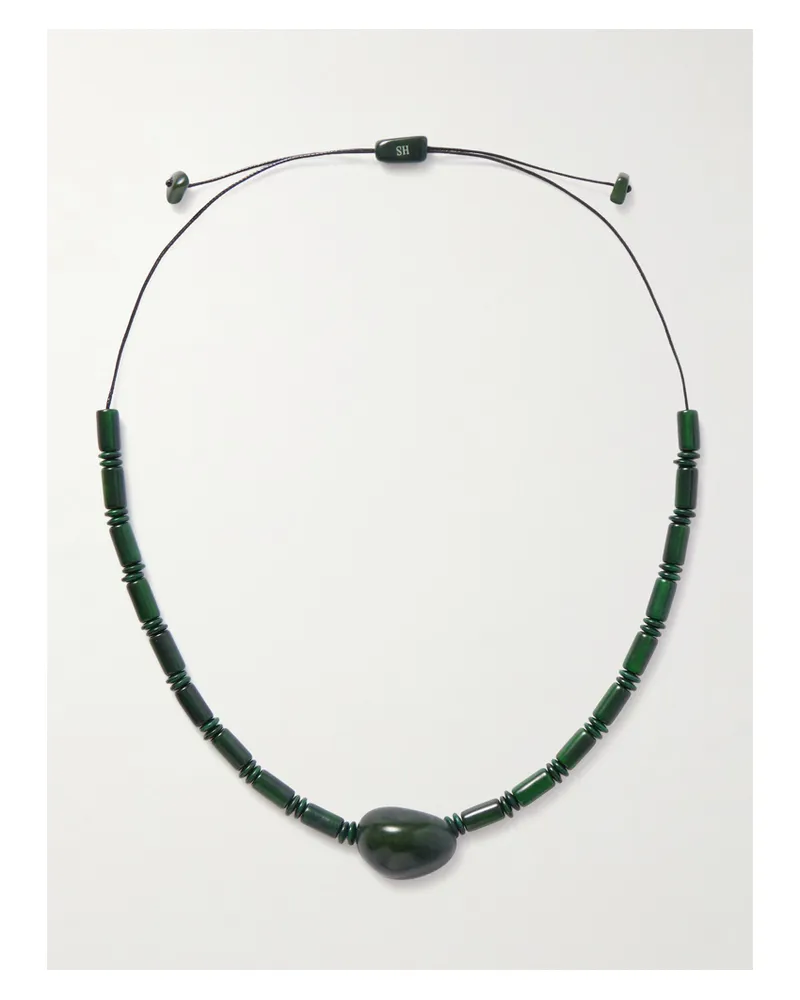 Hunting Season The Choker Tagua And Leather Necklace - Green Green