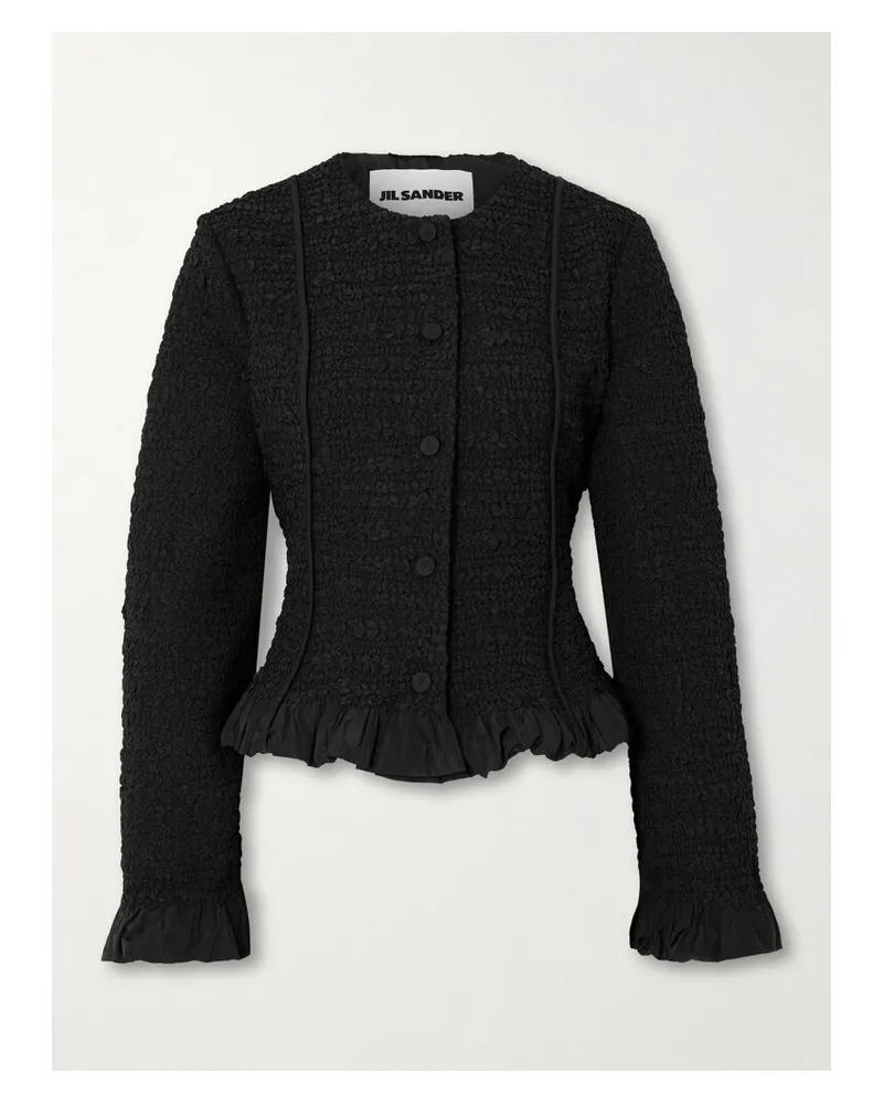 Jil Sander Jacke Aus Twill Mit Raffungen Und Rüschen - Schwarz Schwarz