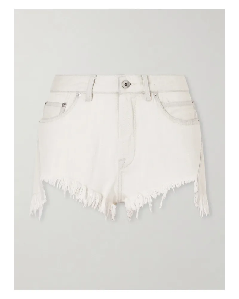 Rick Owens Jeansshorts Mit Fransen - Weiß Weiß