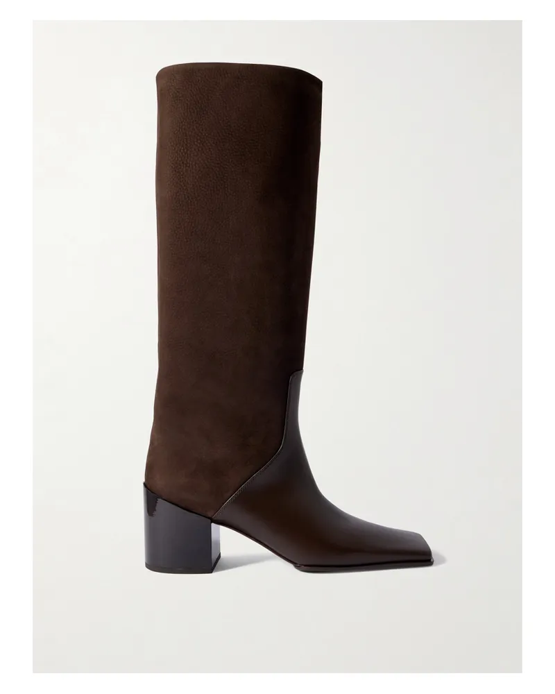 Alaïa Kniehohe Stiefel Aus Nubukleder Und Leder - Braun Braun