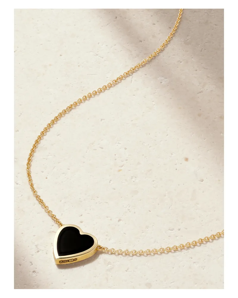 Jennifer Meyer Mini Heart 18-karat Gold Onyx Necklace - Black Black