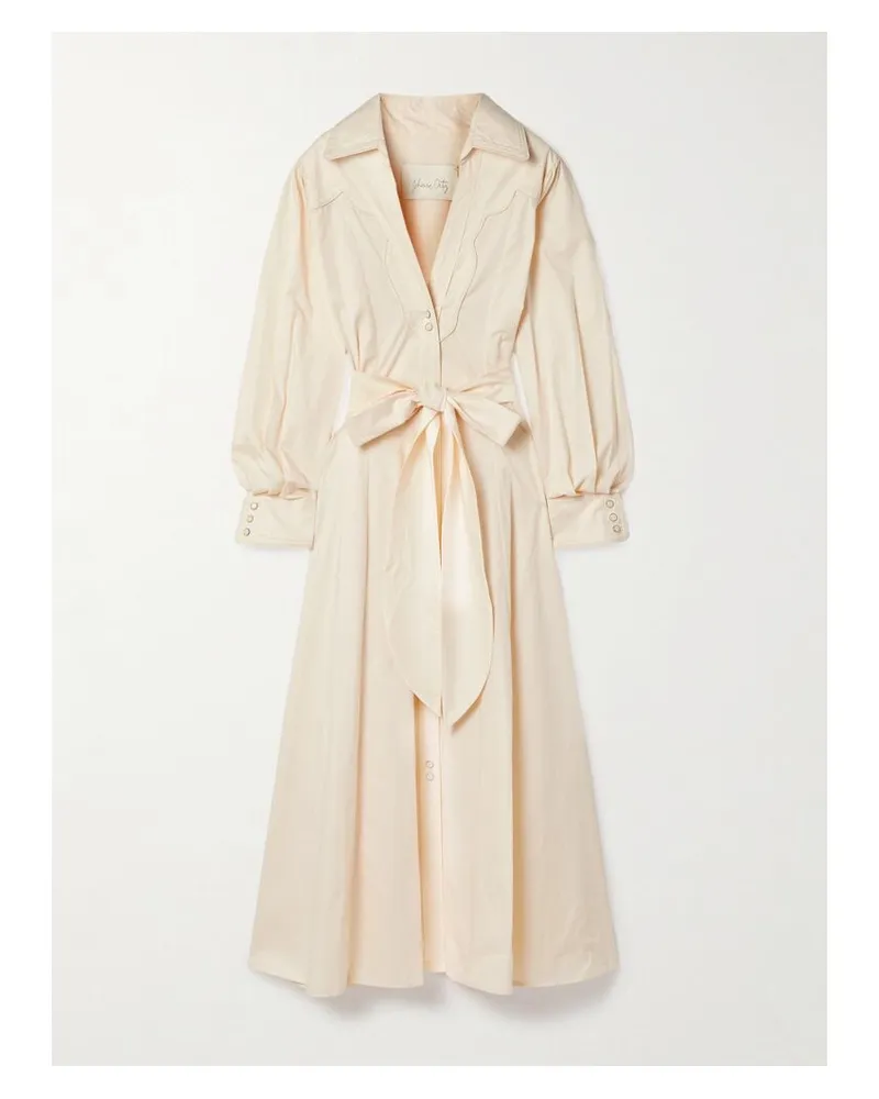 Johanna Ortiz Vela De Cruz Midi-hemdblusenkleid Aus Popeline Aus Einer Baumwollmischung Mit Bindegürtel - Ecru Ecru