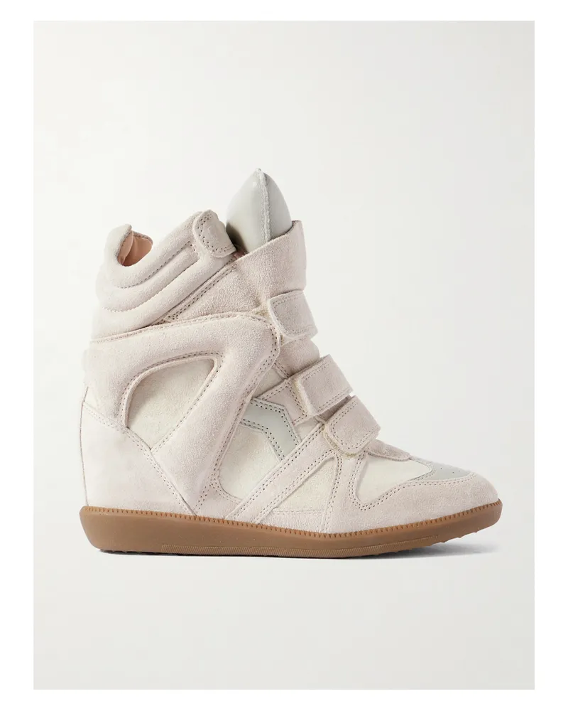 Isabel Marant Bekett Leather-trimmed Suede High-top Wedge Sneakers - Neutrals Neutrals