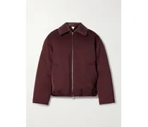 Daunenjacke Aus Shell Mit Intrecciato-lederbesatz - Burgunder