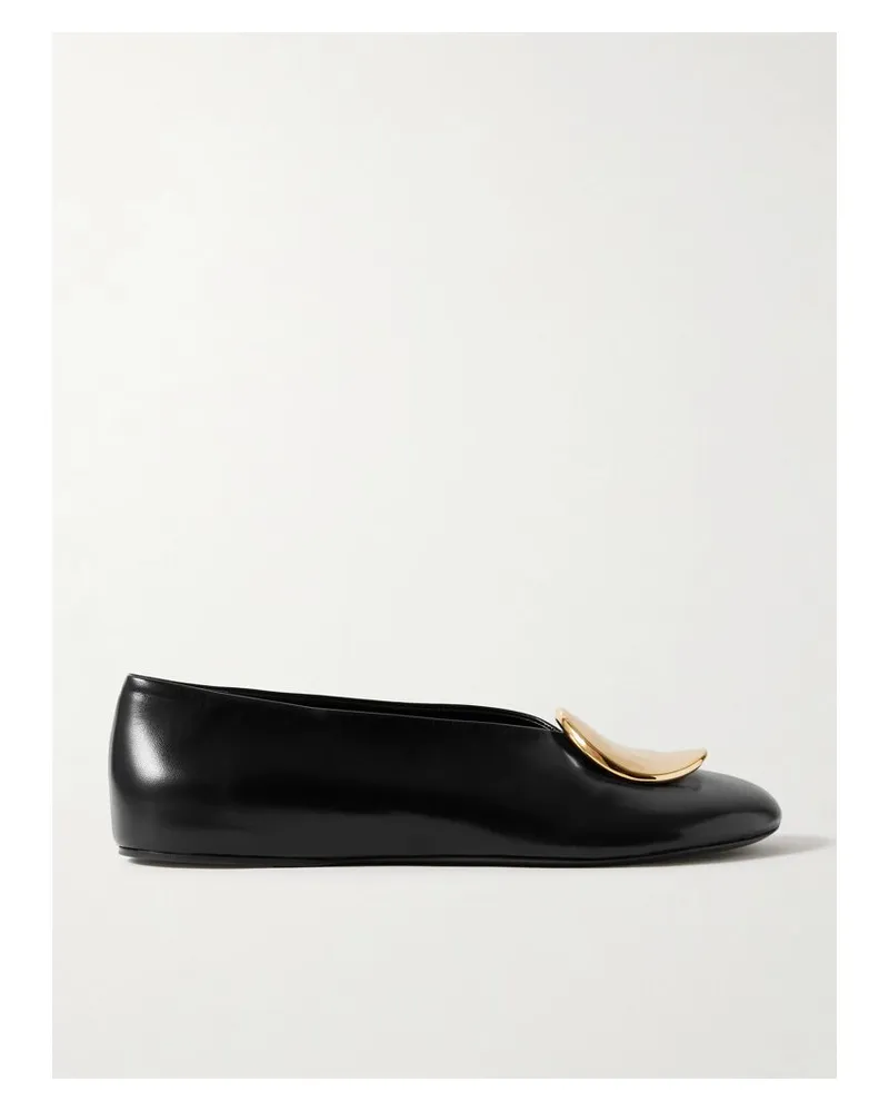 Jil Sander Ballerinas Aus Leder Mit Verzierung - Schwarz Schwarz