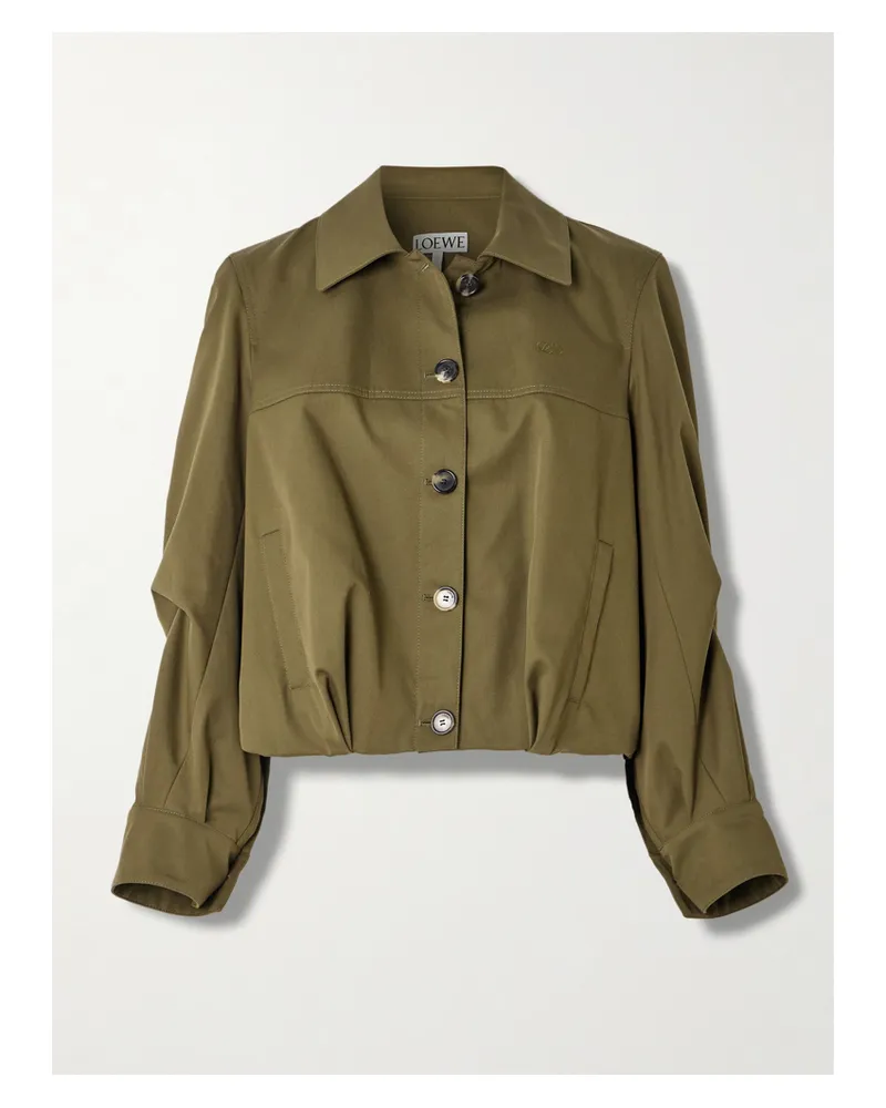 Loewe Embroidered Cotton And Silk-blend Jacket - Green Green