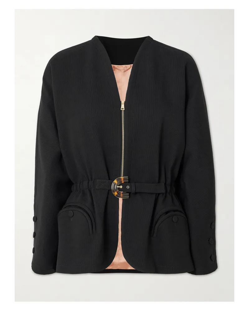 Blazé Milano Carol Jacke Aus Rippstrick Mit Gürtel - Schwarz Schwarz