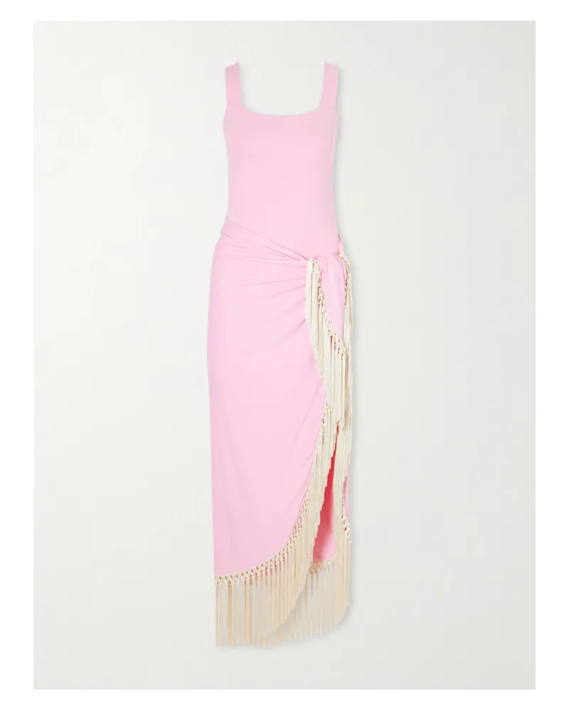 Taller Marmo Lido Fringed Swimsuit And Pareo Set - Pink Pink