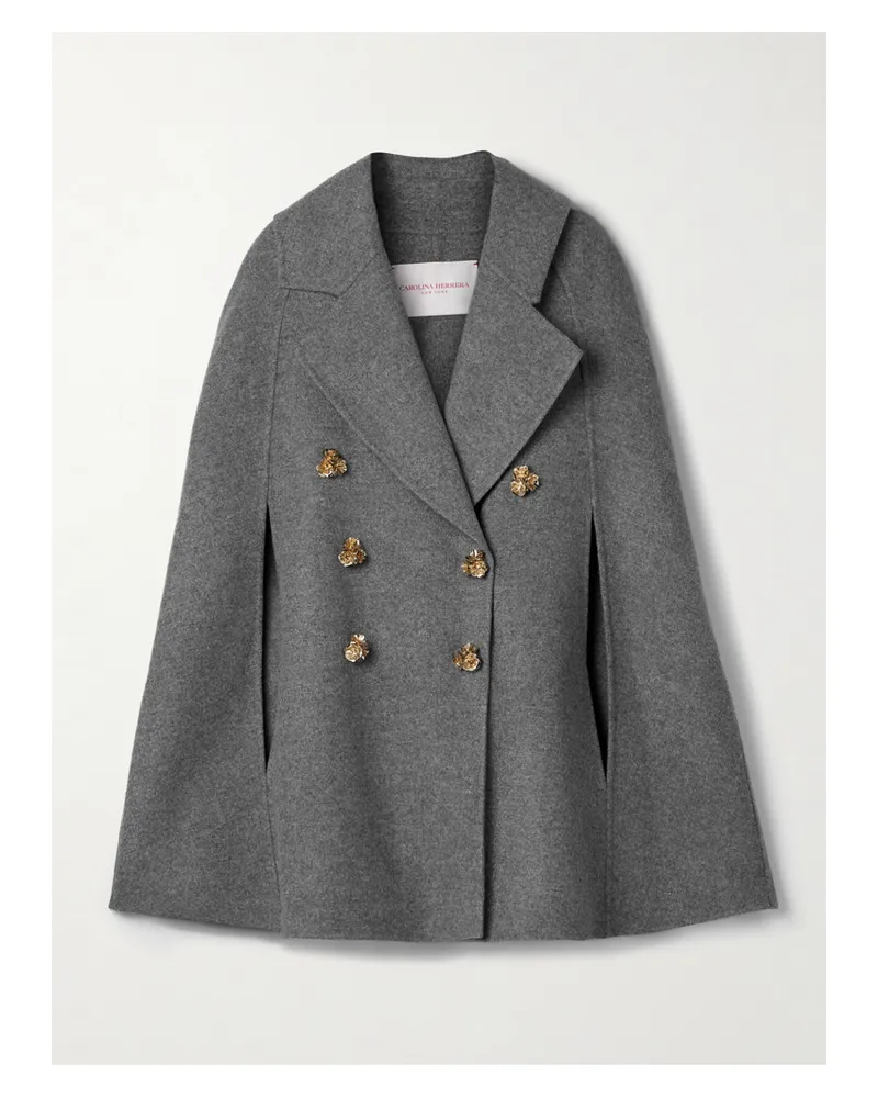 Carolina Herrera New York Doppelreihiges Cape Aus Wollfilz - Grau Grau