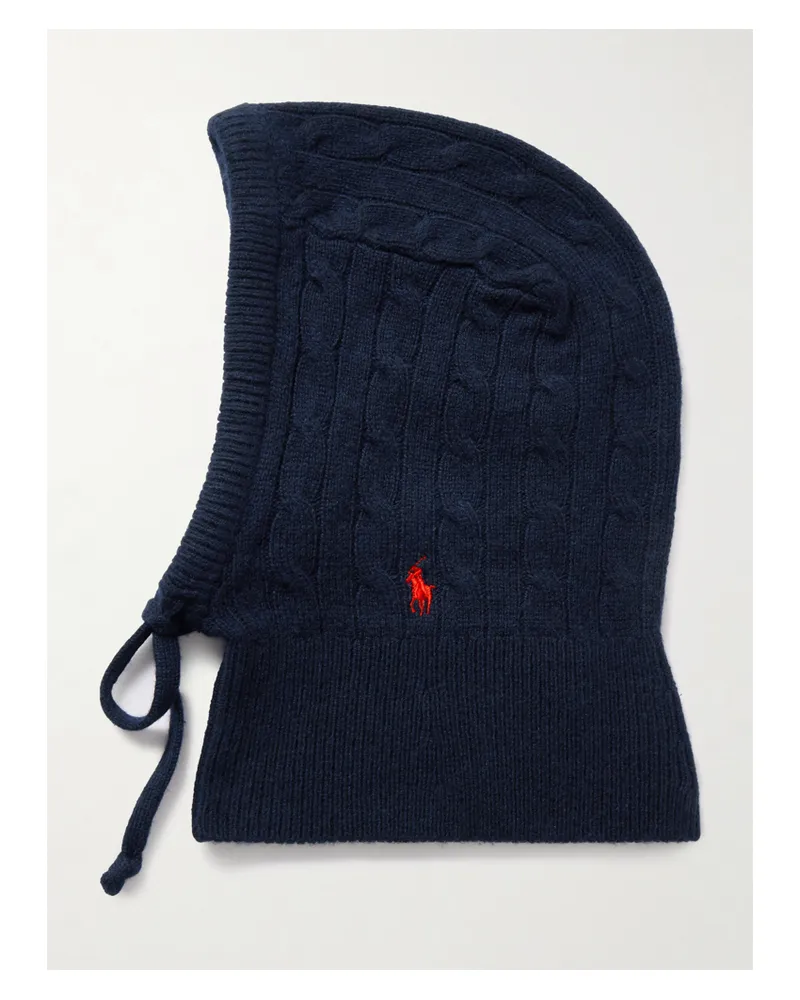 Ralph Lauren Balaklava Aus Einer Woll-kaschmirmischung In Zopfstrick - Blau Blau