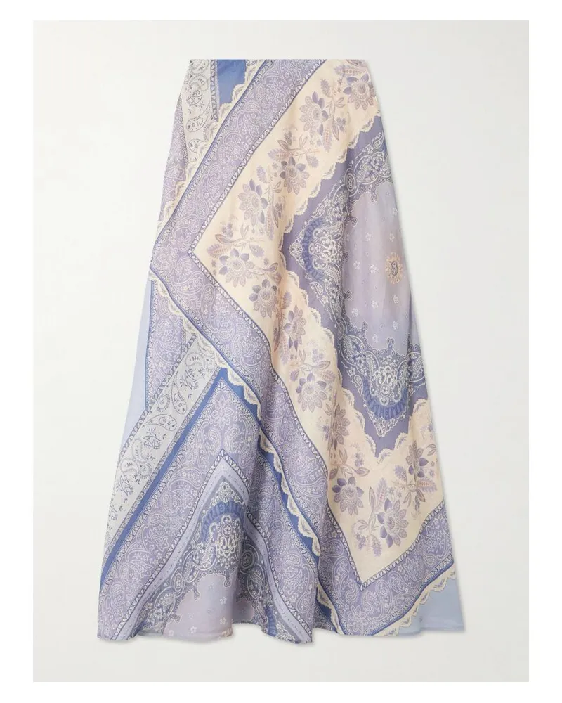 Zimmermann Lucky Maxirock Aus Leinen Mit Bandana-print - Lila Lila