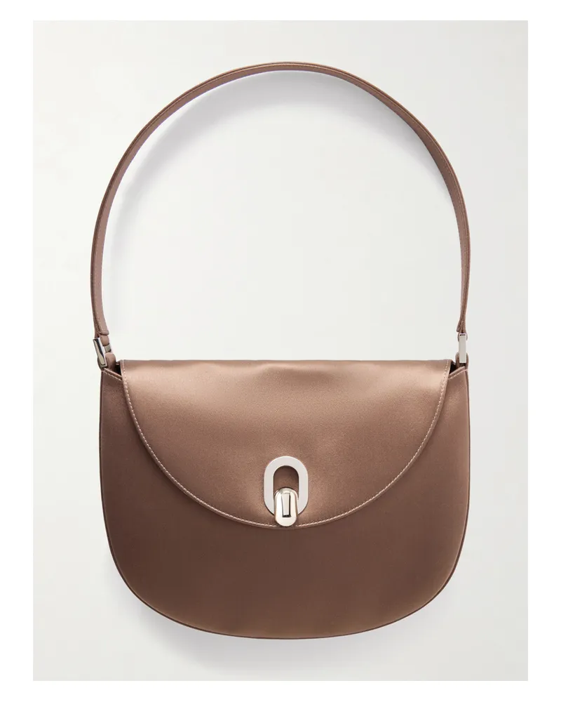 SAVETTE Tondo Small Satin Shoulder Bag - Brown Brown