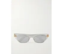 Cdior B3u Cat-eye Silver-tone And Acetate Sunglasses