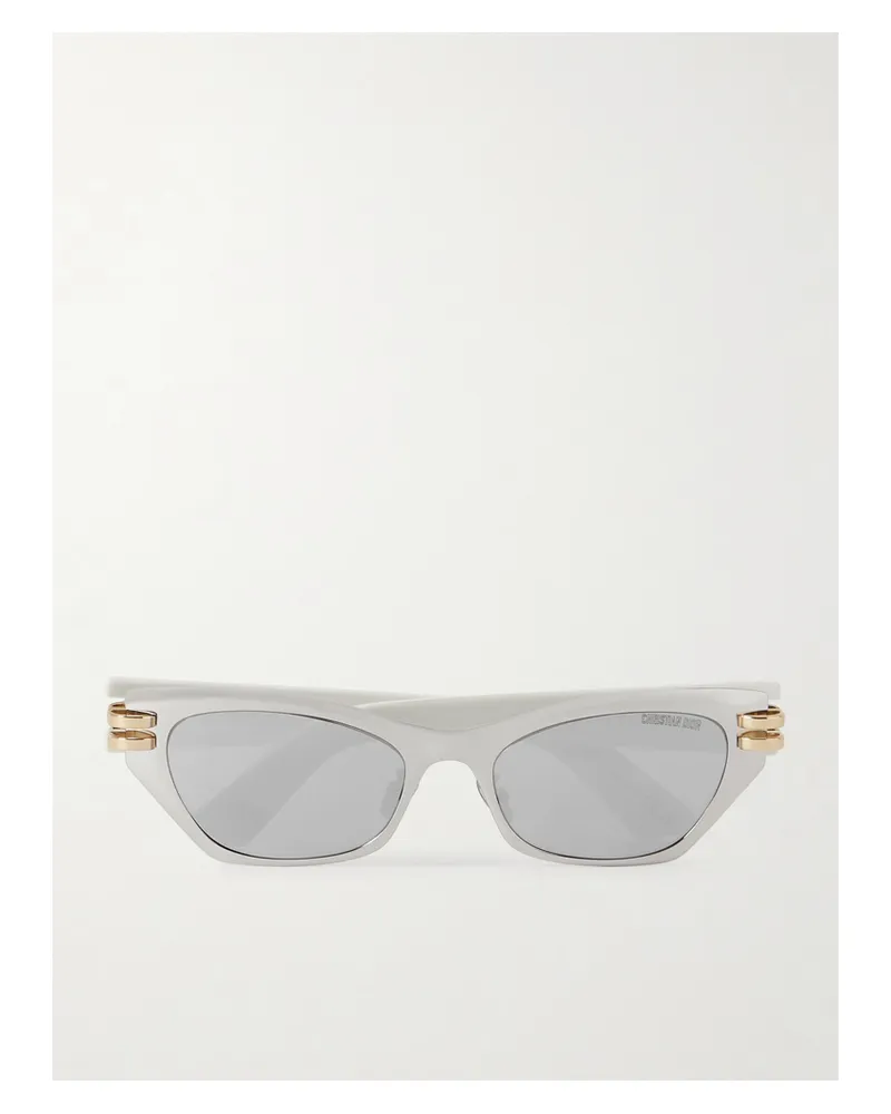Dior Cdior B3u Cat-eye Silver-tone And Acetate Sunglasses Silver
