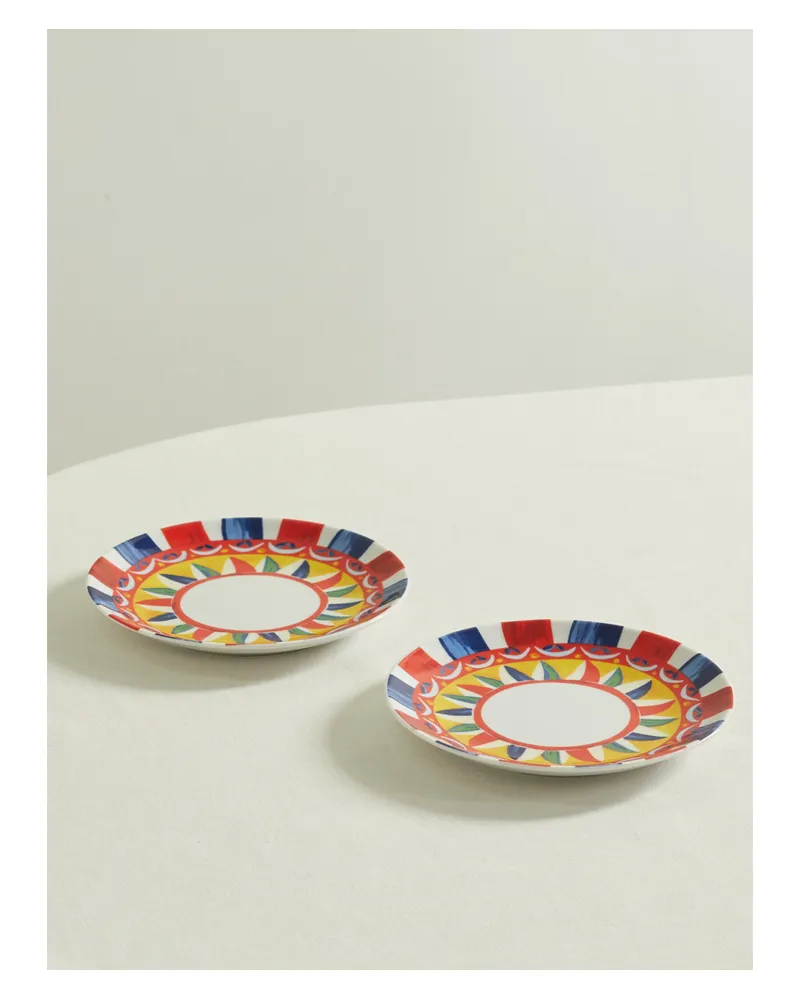 Dolce & Gabbana Set Aus Zwei Bedruckten Porzellantellern - Mehrfarbig Mehrfarbig