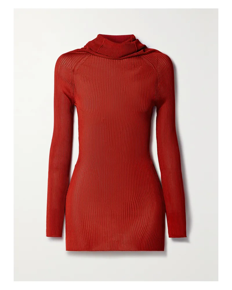 Victoria Beckham Rollkragenoberteil In Rippstrick - Rot Rot