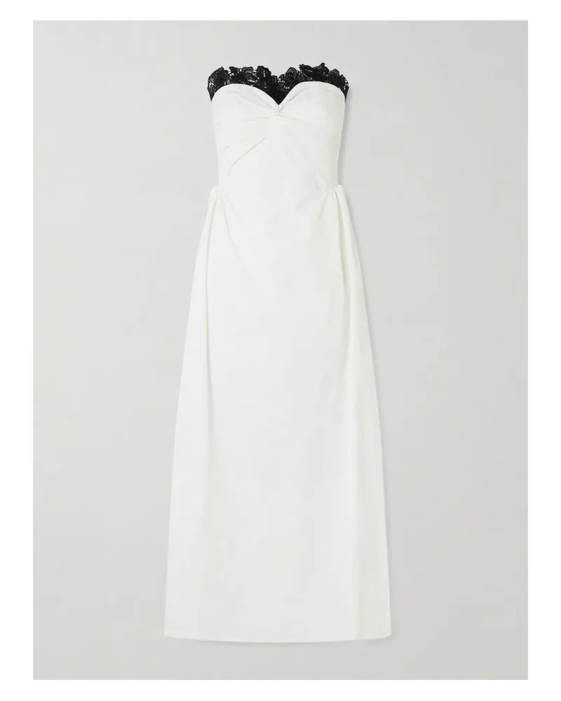 Kika Vargas Rose Maxikleid Aus Faille Mit Guipure-spitzenbesatz - Weiß Weiß