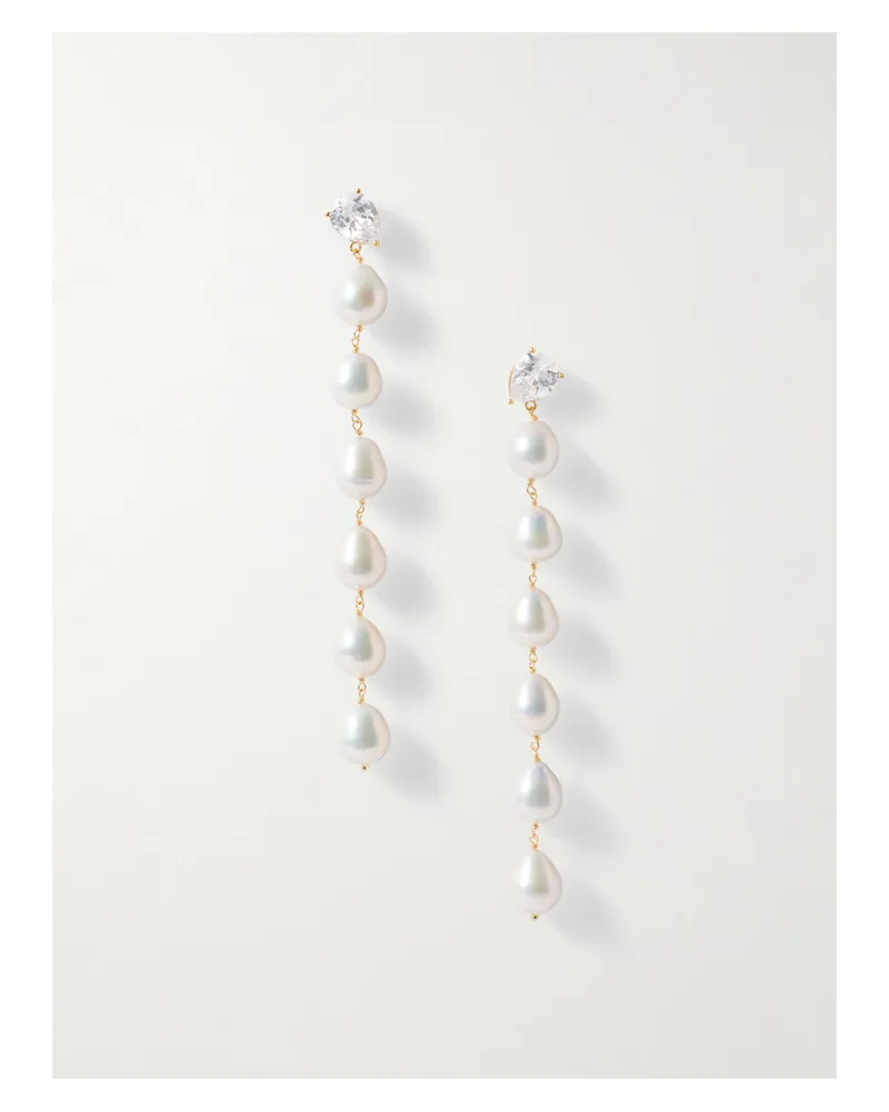 Completedworks Ohrringe Aus Recyceltem Gold-vermeil Mit Cubic Zirkonia Und Perlen Gold